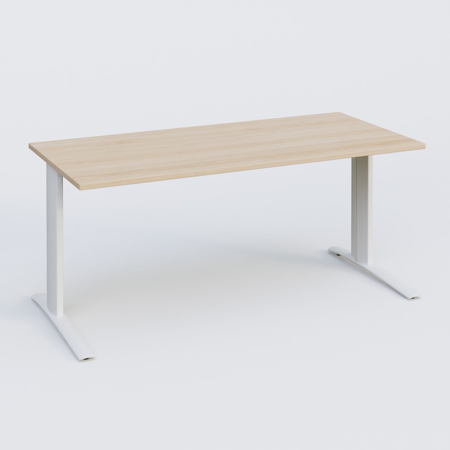 K1 Plateau droit 160x80 pieds fixe. Plateau Hêtre et pietement Blanc