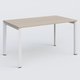 K7 plan droit 140*80 sur pieds fixe. Plateau Acacia et pietement Blanc