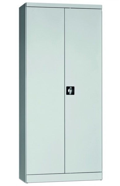 Armoire monobloc métal portes battantes, 4 tablettes L.92xH.195xP42cm gris clair