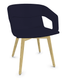 MELODY fauteuil 4 pieds bois. face intérieure tissu SYNERGY coloris bleu marine face extérieure tissu SYNERGY coloris bleu marine piétement frêne brun