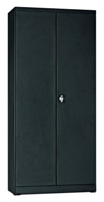 ARMOIRES PORTES BATTANTES - Métalliques - Armoire monobloc métal portes battantes, 4 tablettes L.92xH.195xP42cm anthracite