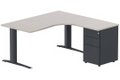 Bureau retour à droite, caisson métal, 160x162x80cm