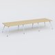 K5 table bench 420*120 cm. Plateau Chêne clair et pietement Blanc avec base chromé.