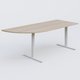Module d'angle 90° intégré à gauche, gamme Pure 200-80 cm. Plateau Acacia et pietement Blanc.