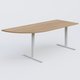 Module d'angle 90° intégré à gauche, gamme Pure 200-80 cm. Plateau Noyer et pietement Blanc.