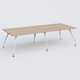 K5 table bench 280*120 cm. Plateau Chêne naturel et pietement Blanc avec base chromé.
