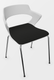 SWEETY Chaise 4 pieds tube, piétement chrome , coque polypropylène coloris blanc, placet assise tissu BONDAI coloris noir
