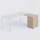 Retour direct 80x60cm sur caisson mélamine HB P.60cm 3 tiroirs, plateau acacia, structure blanc