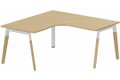 K8Wood Plan compact 90° symétrique 160x160x80x80 -Finitions = Plateau : chêne /Piétements : Blanc / bois