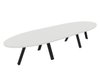 TABLE OBLONGUE 3 PLATEAUX 400X120CM SUR STRUCTURE X3 MEETING. Plateau Blanc et pietement Noir.