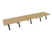 TABLE RECTANGULAIRE 4 PLATEAUX 560X120CM SUR STRUCTURE X3 MEETING. Plateau Noyer et piètement Noir.