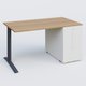 K1 Plateau droit 140x80 avec tour de rangement sous plateau à droite. Plateau Noyer et pietement Anthracite