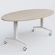 Table ovale de la gamme LEM 200-110 cm. Plateau Acacia et pietement Blanc.