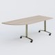 Module d'angle 90° Gauche gamme Arca 200-80 cm. Plateau Acacia et pietement Chrome.
