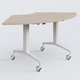 Module 1/4 de couronne de la gamme LEM 120-120 cm. Plateau Acacia et pietement Blanc.