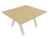 X3 Table de réunion rectiligne L140xP120cm. Plateau Chêne clair et piètement Blanc.