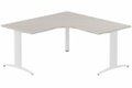 Plan Compact 90° symétrique 160x160/80cm structure pied d'angle, plateau acacia, structure blanc