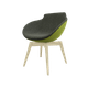 Coco - Fauteuil 4 pieds bois naturel (W1). Tissu Int Synergy Gris SY16 (S16) - Tissu Ext Synergy Vert Clair SY46 (S46)