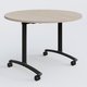 Table ronde gamme Arca D110 cm. Plateau Acacia et pietement Noir.