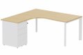 K7- Plan compact 90° asymétrique 180x162x80/60cm avec caisson HB métal 3 tiroirs - retour à gauche