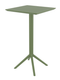 SEVILLE - Table 60x60 cm  rabattable - Haut.108cm  en résine durable cadre métallique haute qualité -Finition :Plateau et piètement vert olive