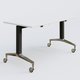 Module droit de la gamme LEM 140-70 cm. Plateau Blanc et pietement Noir/Chrome.