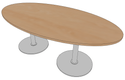 Table ovale L.200xP.110cm, sur pied colonne, plateau hêtre, structure Aluminium