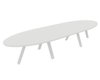 TABLE OBLONGUE 3 PLATEAUX 400X120CM SUR STRUCTURE X3 MEETING. Plateau Blanc et pietement Blanc.