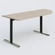 Module d'angle 90° intégré à droite, gamme Pure 200-80 cm. Plateau Acacia et pietement Noir/Chrome.