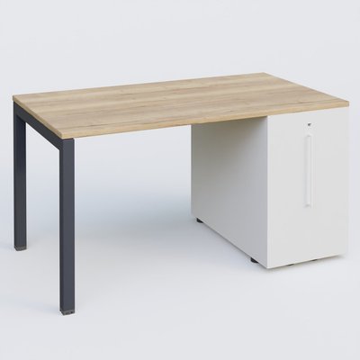 [Pas de famille] - [Pas de sous famille] - K3 Plateau droit 140x80 avec tour de rangement sous le plateau à droite. Plateau Chêne naturel et pietement Anthracite