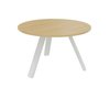 X3 Table de réunion diam 120cm. Plateau Chêne clair et piètement Blanc.
