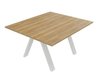 X3 Table de réunion rectiligne L140xP120cm. Plateau Chêne naturel et piètement Blanc.