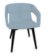 MELODY fauteuil 4 pieds bois. face intérieure tissu STEP coloris bleu face extérieure tissu STEP coloris bleu piétement noir