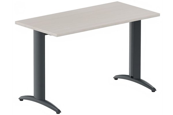 TABLES COMPOSABLES - Module départ - Module composable pied i, L.120xP.60cm, départ, plateau acacia, structure anthracite, plateau acacia, structure anthracite