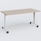 Table abattante gamme Design 160*80 cm. Plateau Acacia et pietement Blanc.