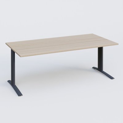Gamme K1 - Plans droits - K1 Plateau droit 200x100 pieds fixe. Plateau Acacia et pietement Anthracite