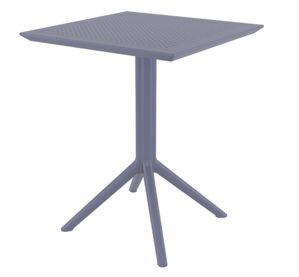 POLYPROPYLENE - TABLES  - SEVILLE-Table en résine, cadre métallique , rabattable -60x60cm-Finition:plateau anthracite /piètement anthracite 