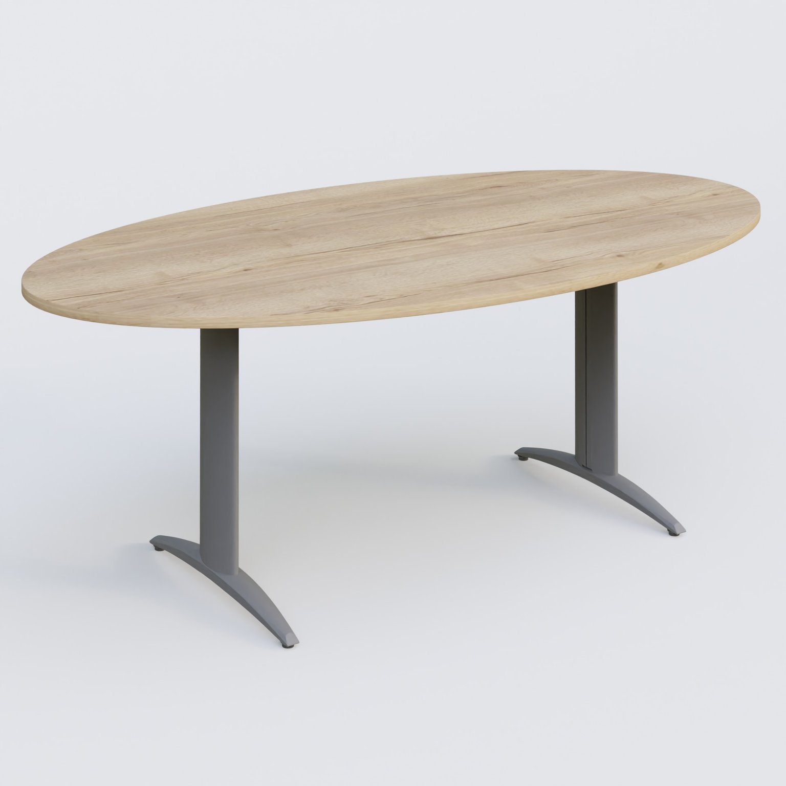 Table de réunion pietement K2 plateau 200-110 cm. Plateau Chêne naturel et pietement Aluminium.