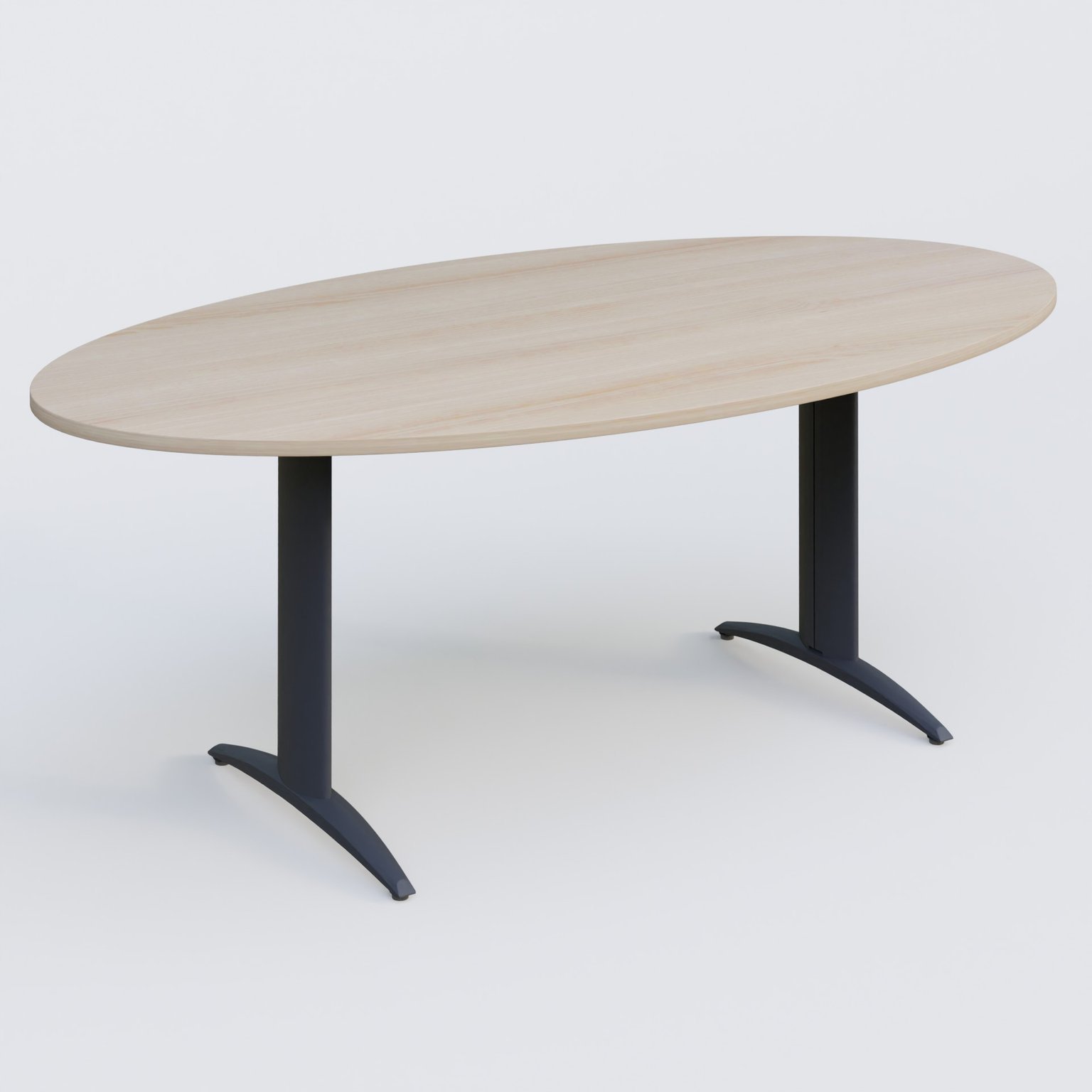 Table de réunion pietement K2 plateau 200-110 cm. Plateau Acacia et pietement Anthracite.
