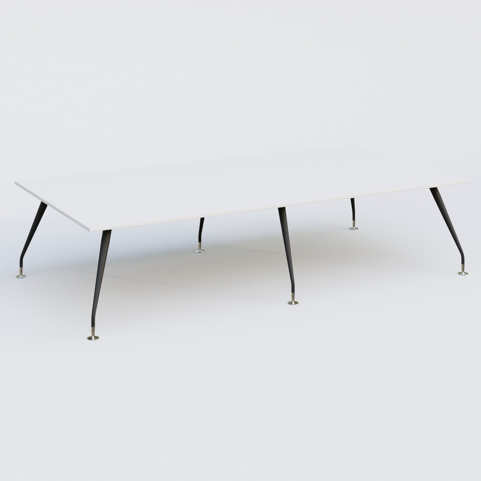 K5 table bench 320*165 cm. Plateau Blanc et pietement Noir Mat avec base chromé.