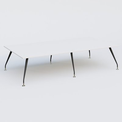 [Pas de famille] - [Pas de sous famille] - K5 table bench 320*165 cm. Plateau Blanc et pietement Noir Mat avec base chromé.