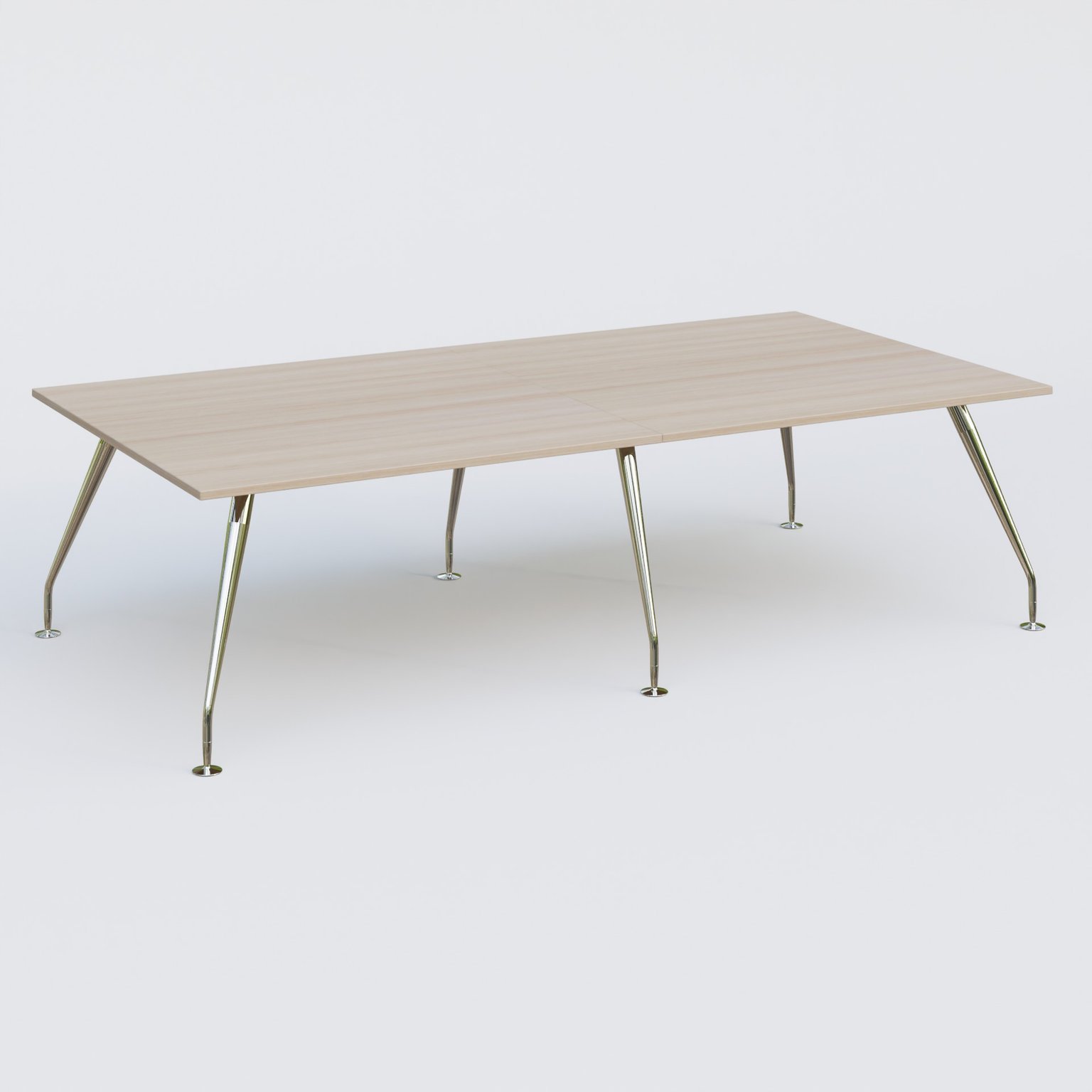 K5 table bench 280*145 cm. Plateau Acacia et pietement Chrome avec base chromé.