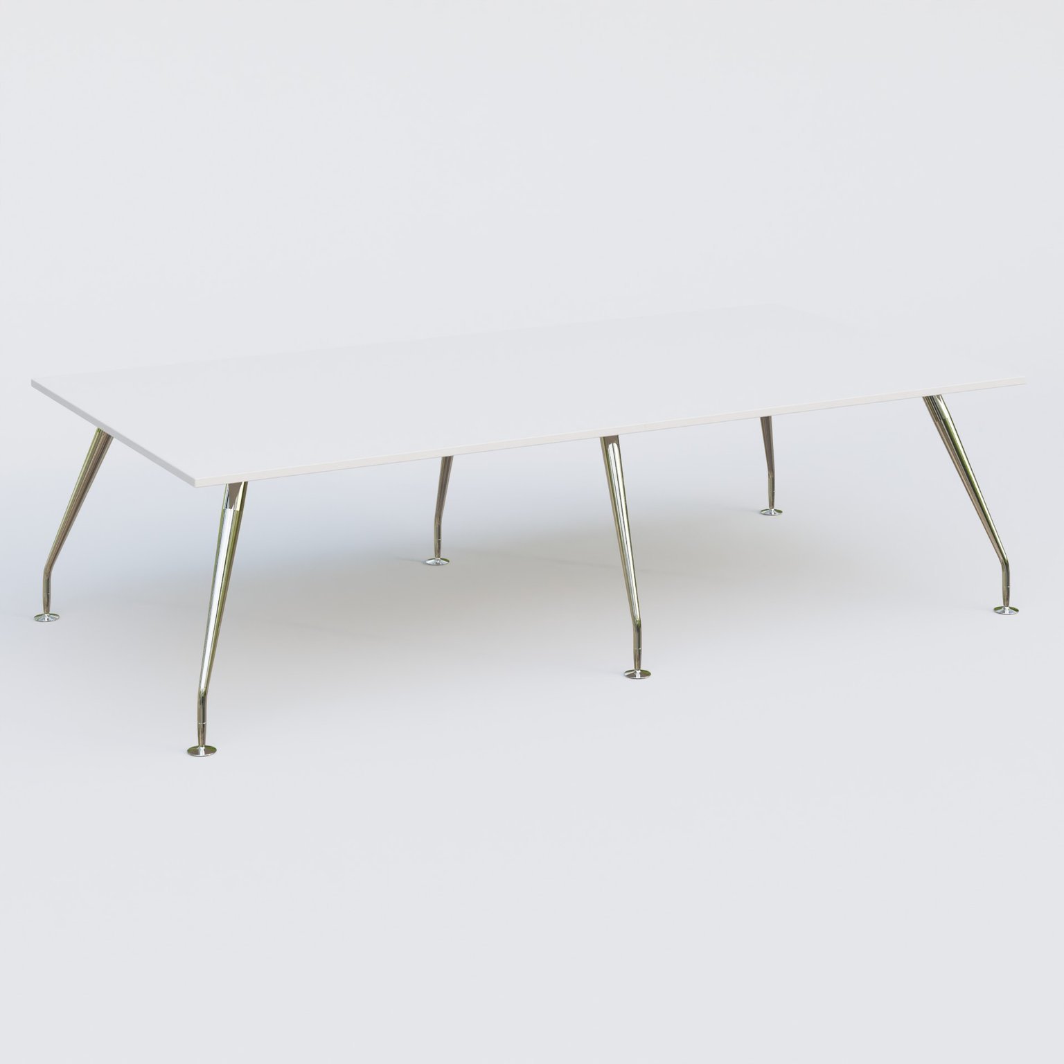 K5 table bench 280*145 cm. Plateau Blanc et pietement Chrome avec base chromé.