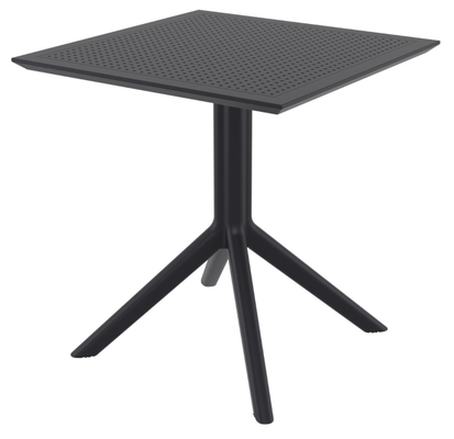 POLYPROPYLENE - TABLES  - SEVILLE-Table en résine, cadre métallique, -70x70cm-Finition:plateau noir/piètement noir