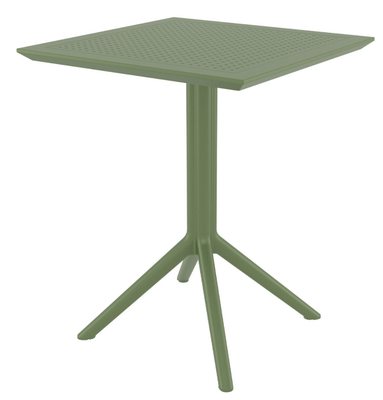 POLYPROPYLENE - TABLES  - SEVILLE-Table en résine, cadre métallique, rabattable -60x60cm-Finition:plateau vert olive/piètement vert olive