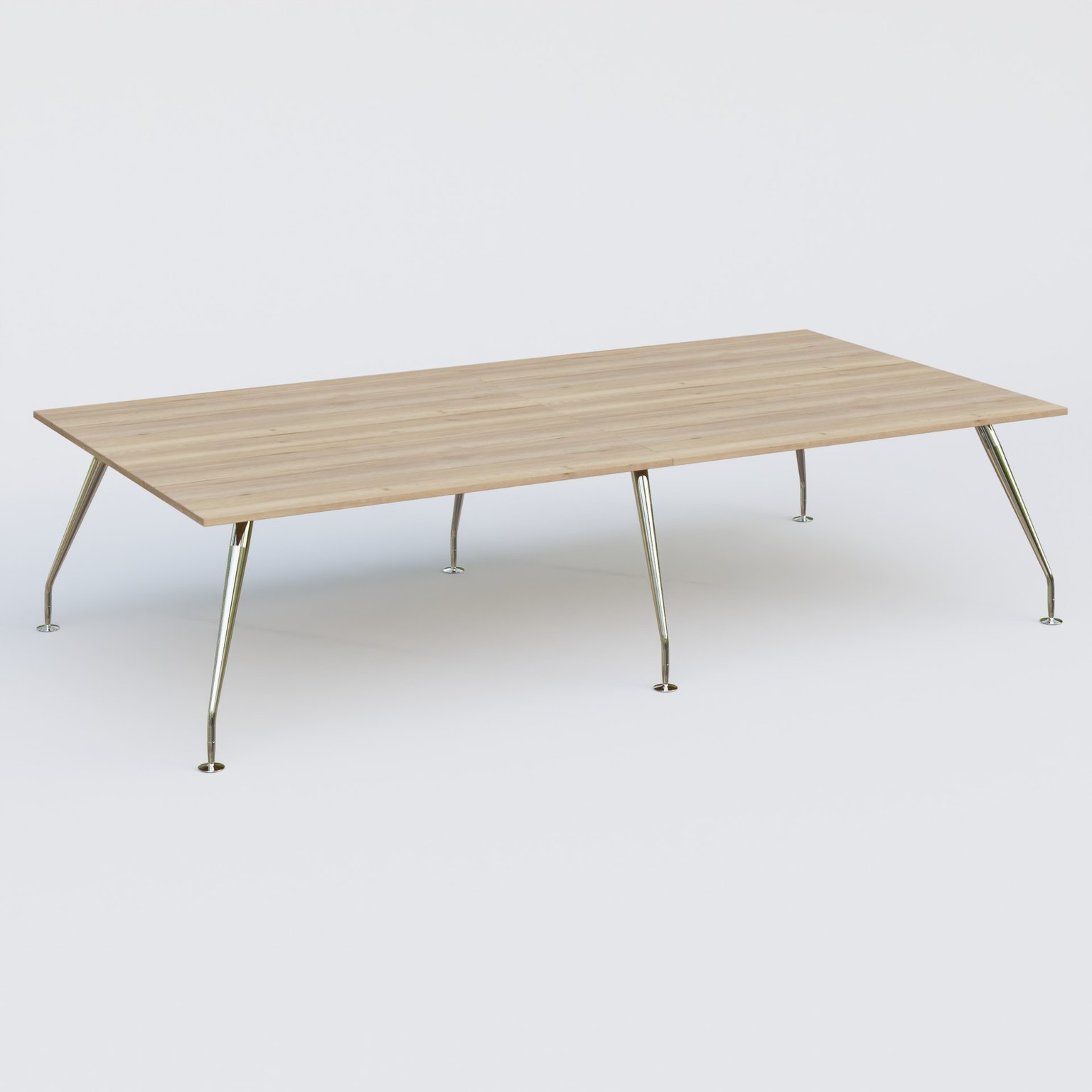 K5 table bench 320*165 cm. Plateau Chêne naturel et pietement Chrome avec base chromé.