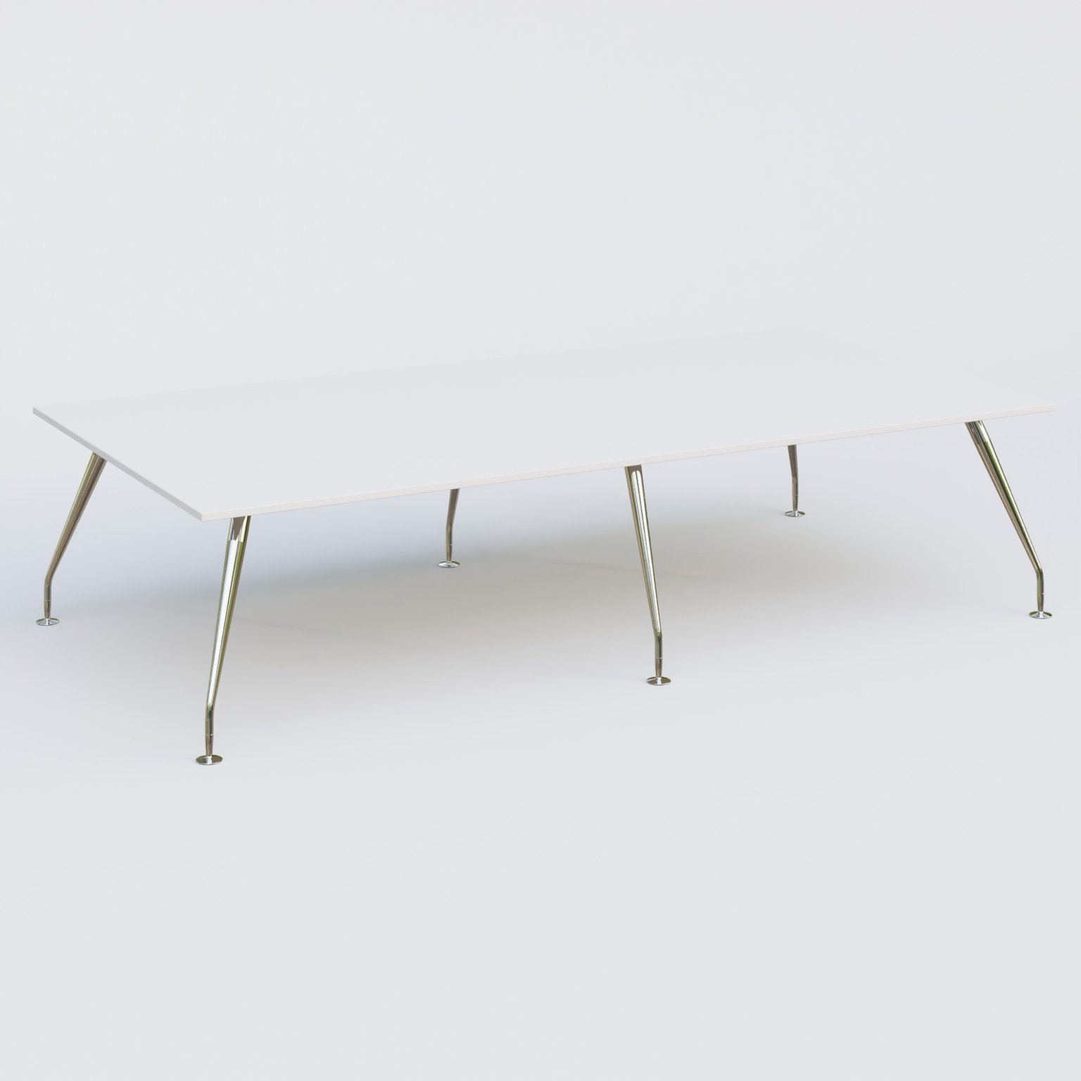 K5 table bench 320*165 cm. Plateau Blanc et pietement Chrome avec base chromé.