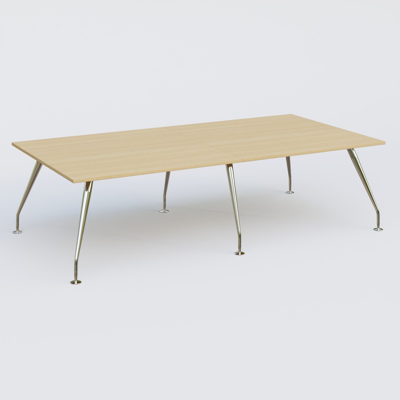 K5 table bench 280*145 cm. Plateau Chêne clair et pietement Chrome avec base chromé.