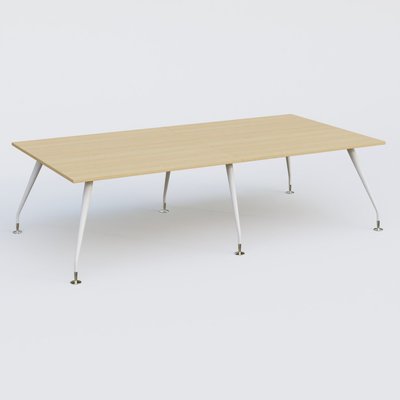 [Pas de famille] - [Pas de sous famille] - K5 table bench 280*145 cm. Plateau Chêne clair et pietement Blanc avec base chromé.