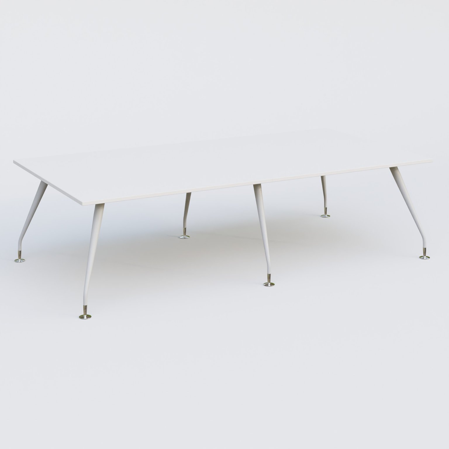 K5 table bench 280*145 cm. Plateau Blanc et pietement Blanc avec base chromé.
